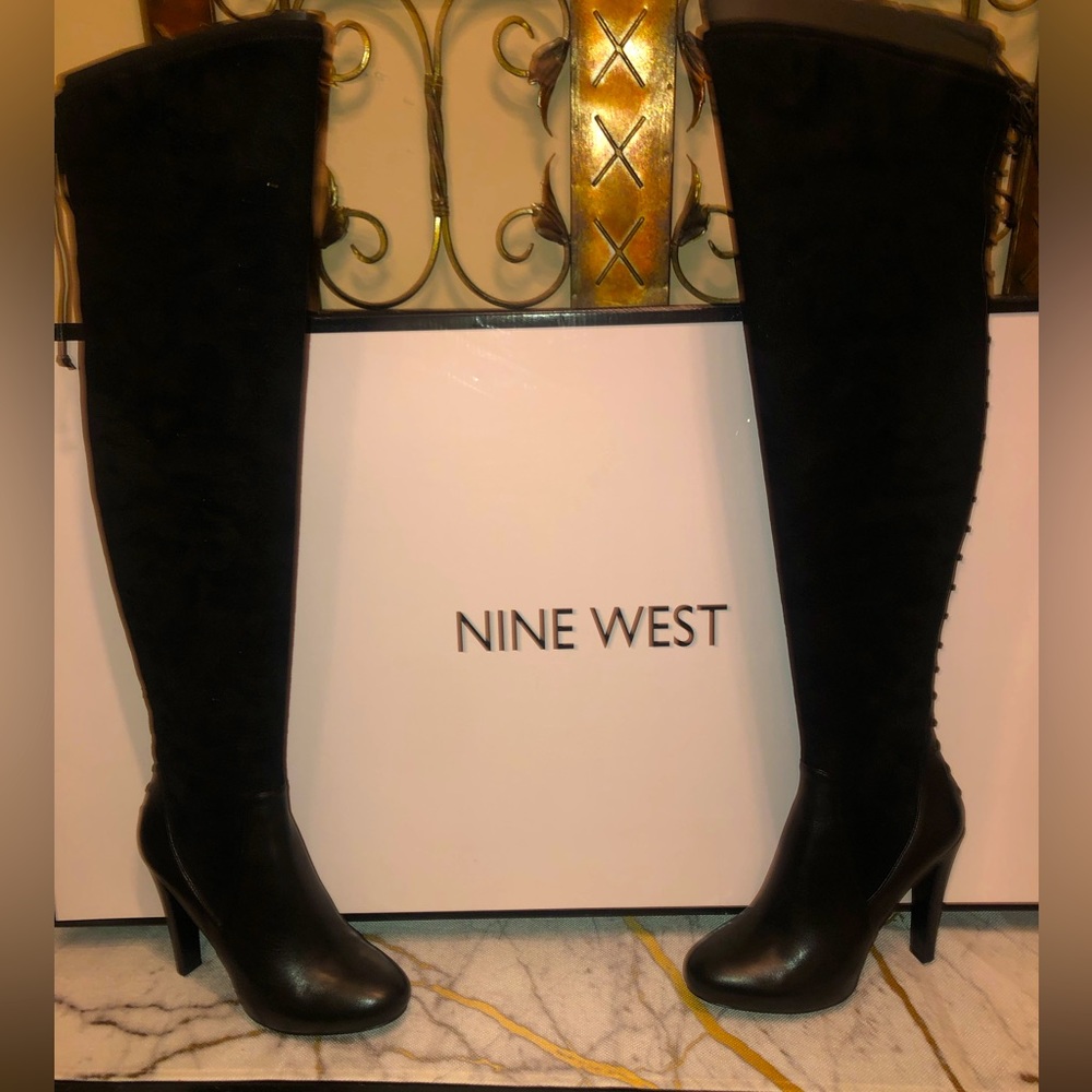 Nine West over the knee black boots; sexy, classy, & very sassy;